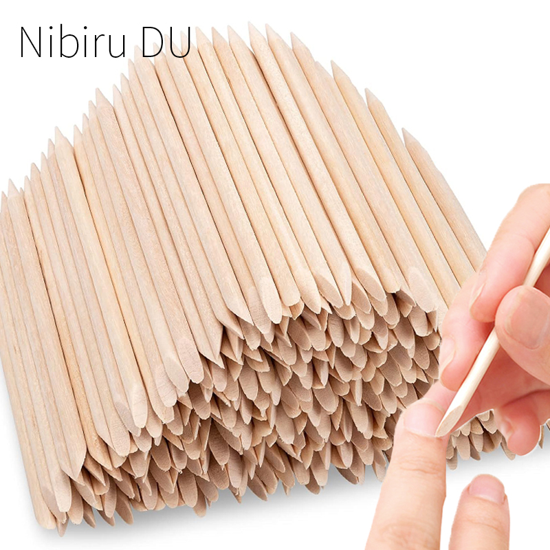 Contour Palette Stick - 100/50Pcs Orange Wood Nail Sticks Double